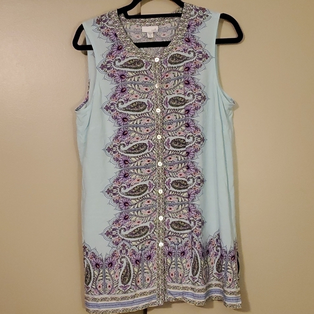 𝅺J.Jill Petite Medium Print Button Blouse